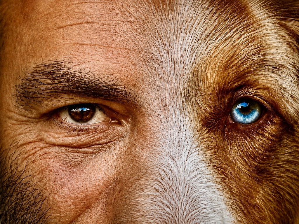 Il dettaglio dello sguardo di Marco accanto all’occhio azzurro di Guapi
